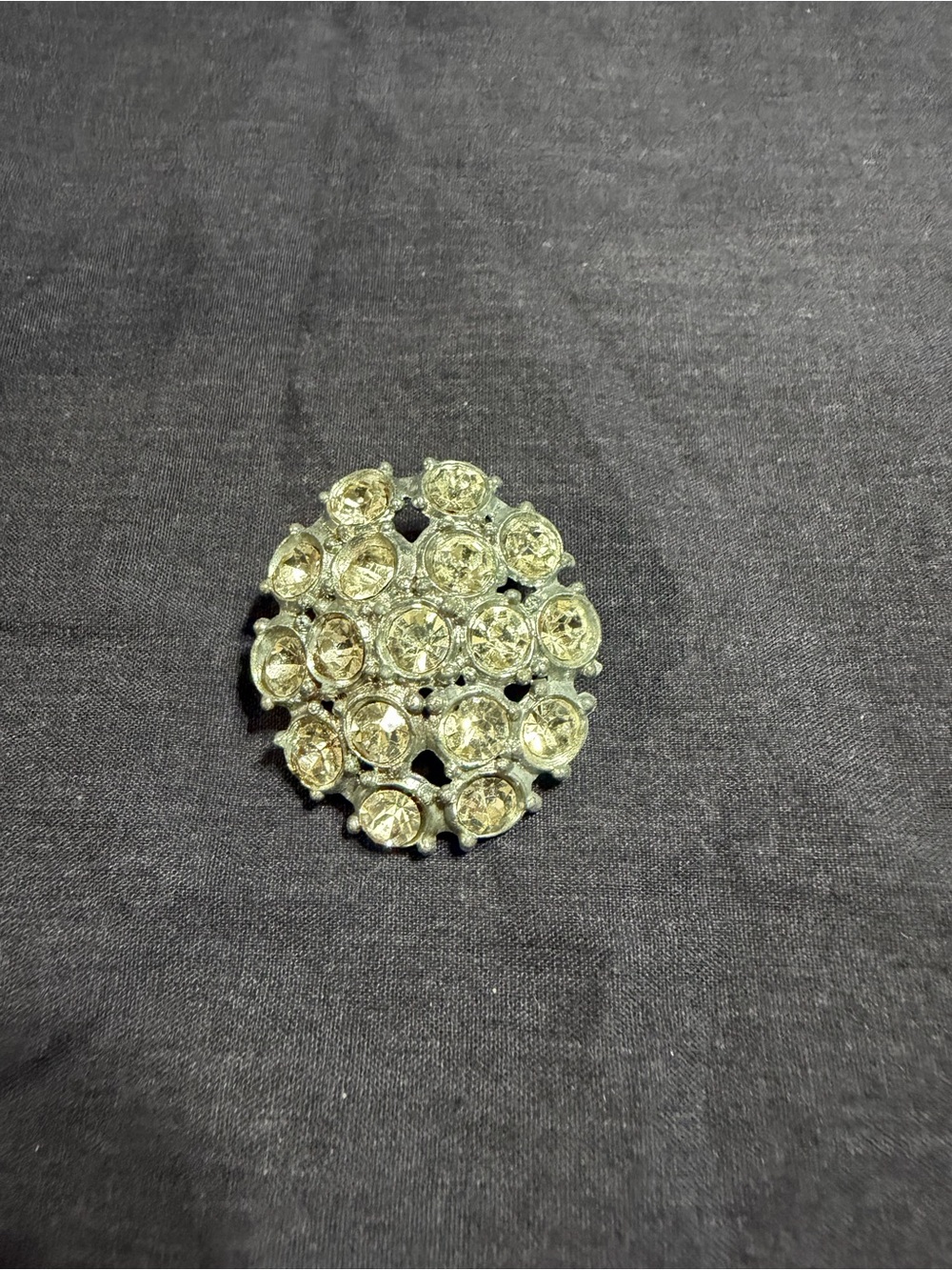 Source Unknown Gold and Clear Crystal Cluster Brooch